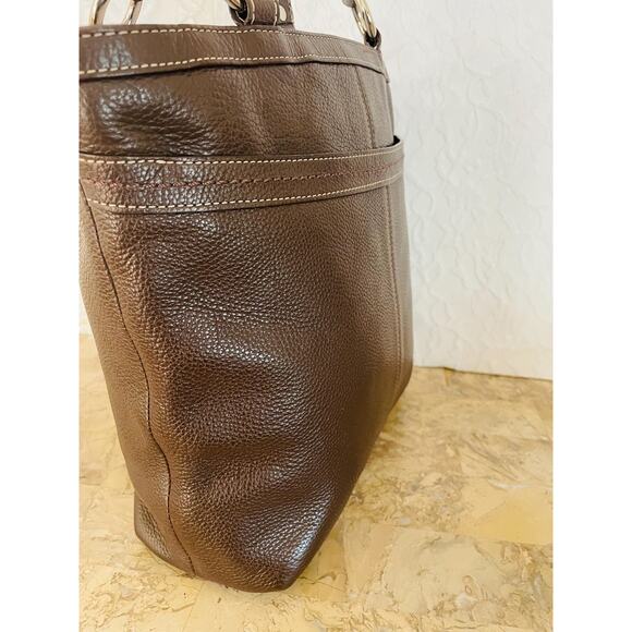 Vintage Coach brown Hamilton pebble leather shoulder bag tote Serial F14689 - Picture 4 of 9